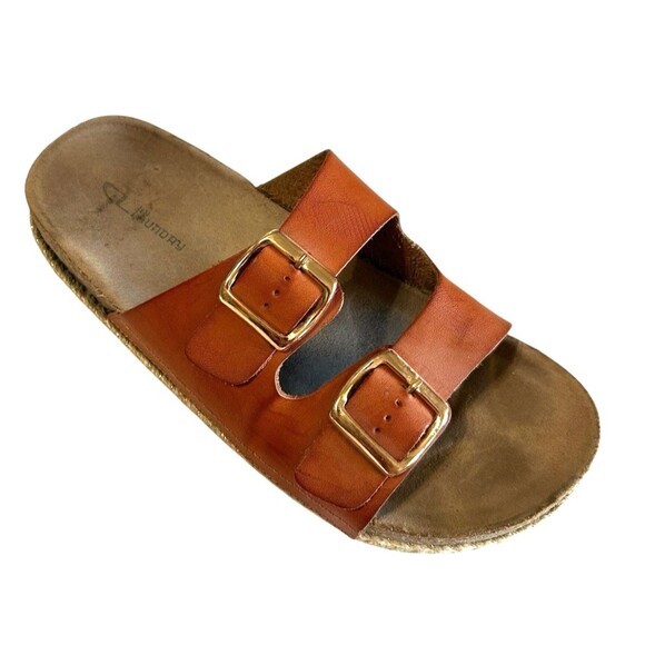 Chinese Laundry Surfs Up  Double Buckle Strap Cognac Espadrille Flat Sandals 9 - Picture 2 of 14